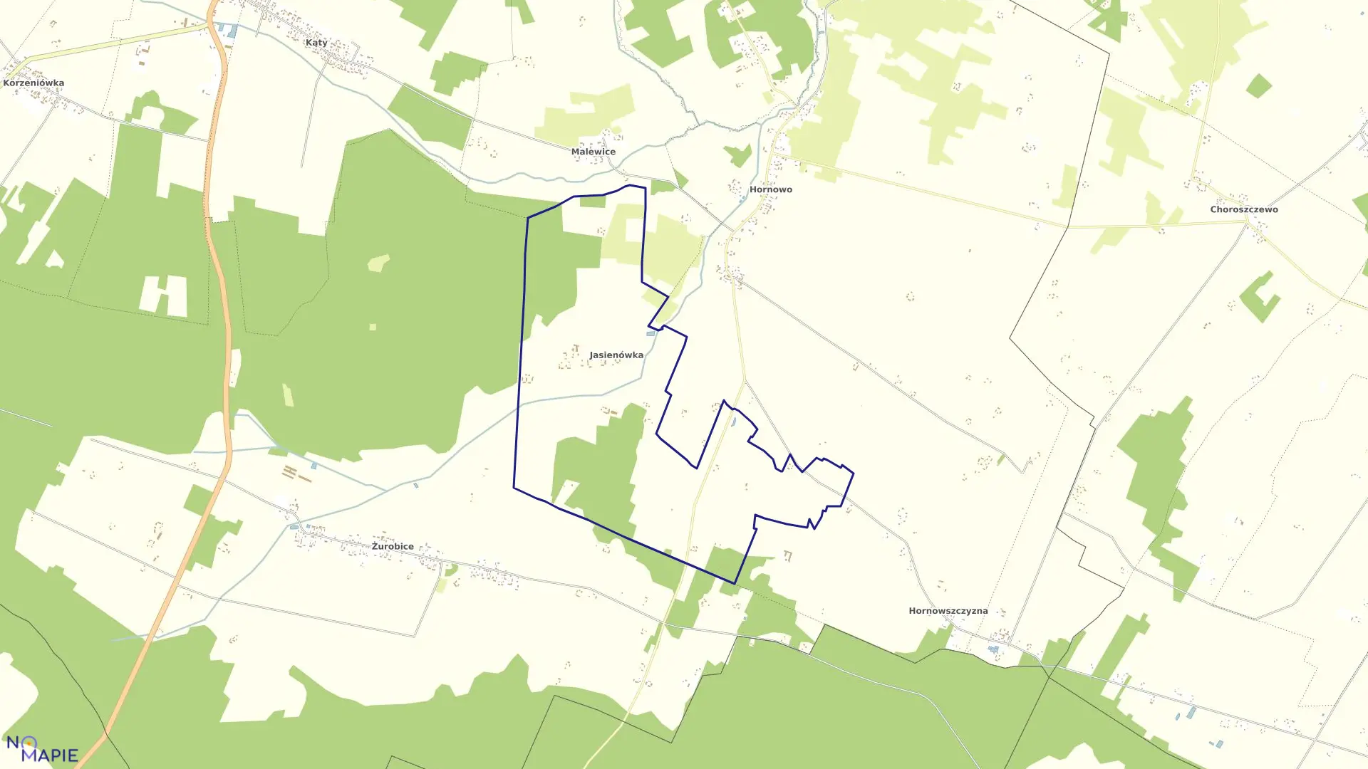 Mapa obrębu JASIENÓWKA w gminie Dziadkowice